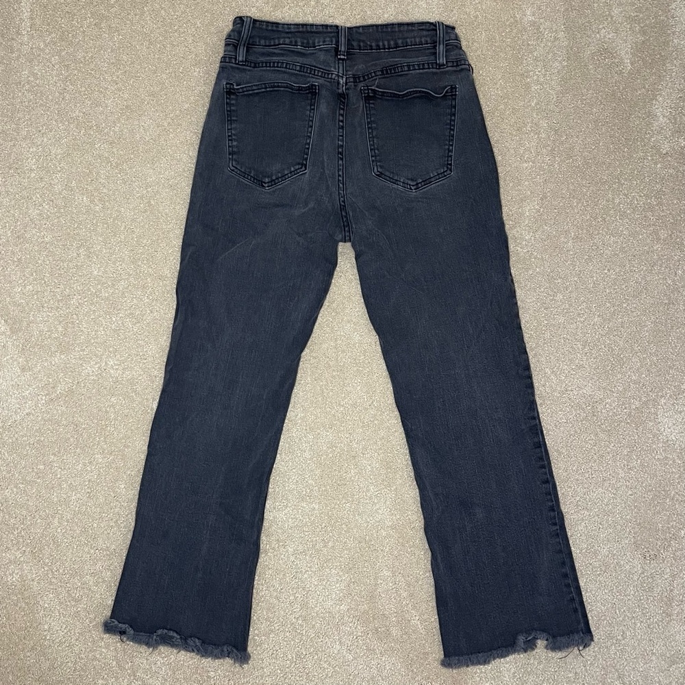 Gianni Bini Cropped Raw Hem Black Denim Jeans - Picture 3 of 4